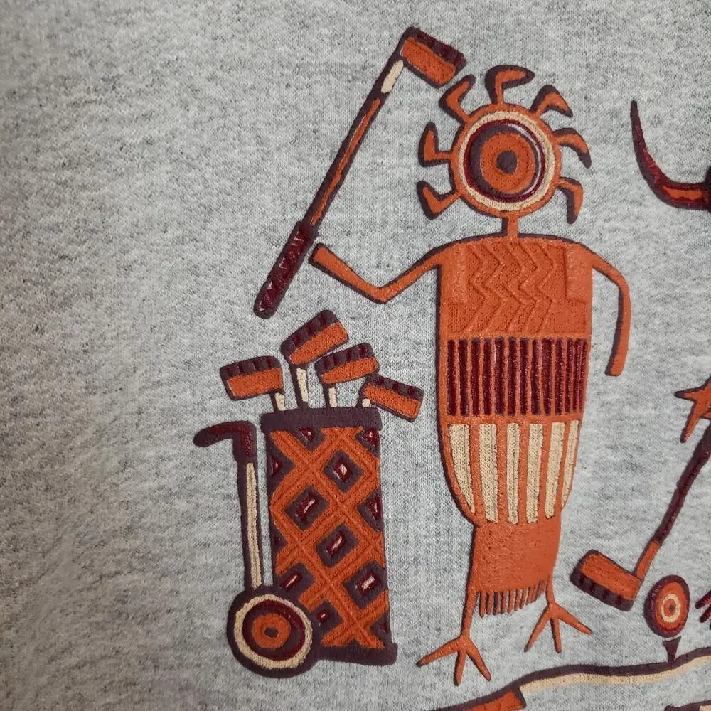 VTG Hieroglyphic Sweatshirt Mens‎ XL Gray Sportex Southwest Tribal Funny